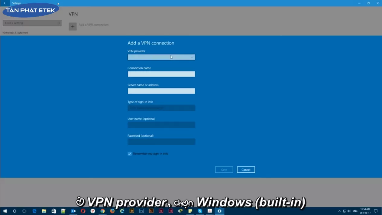 Hướng dẫn tạo VPN Windows 10
